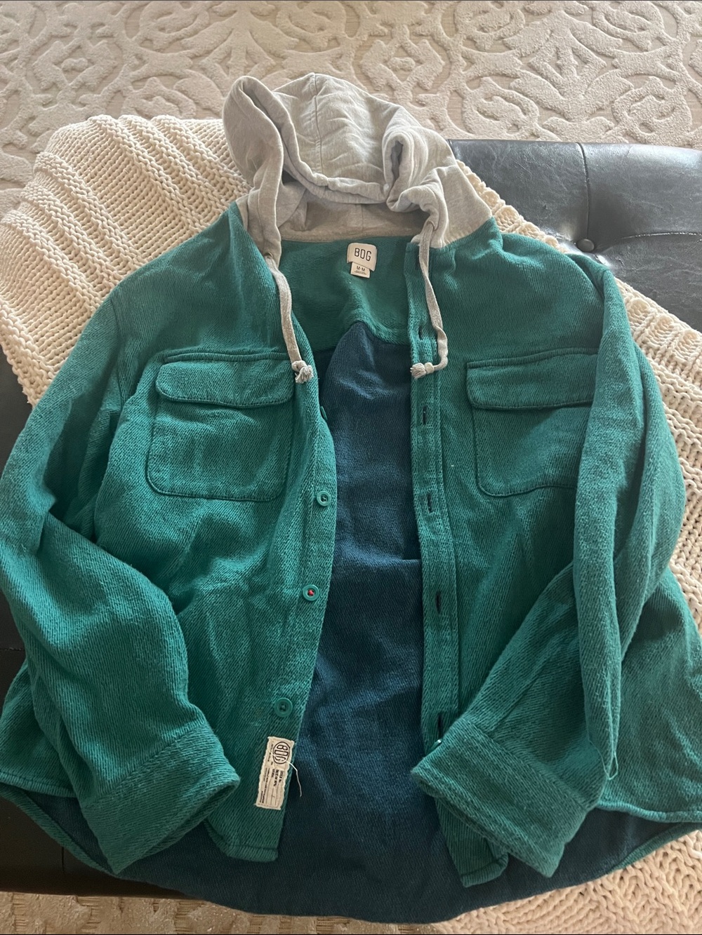 Kids' Teal Hooded Jacket - Green/Gray